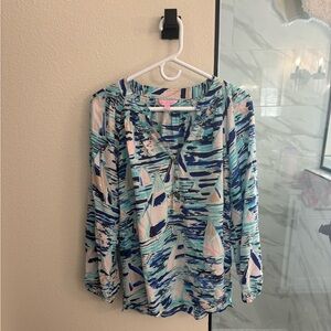 Lilly Pulitzer Elsa silk top, pier pressure